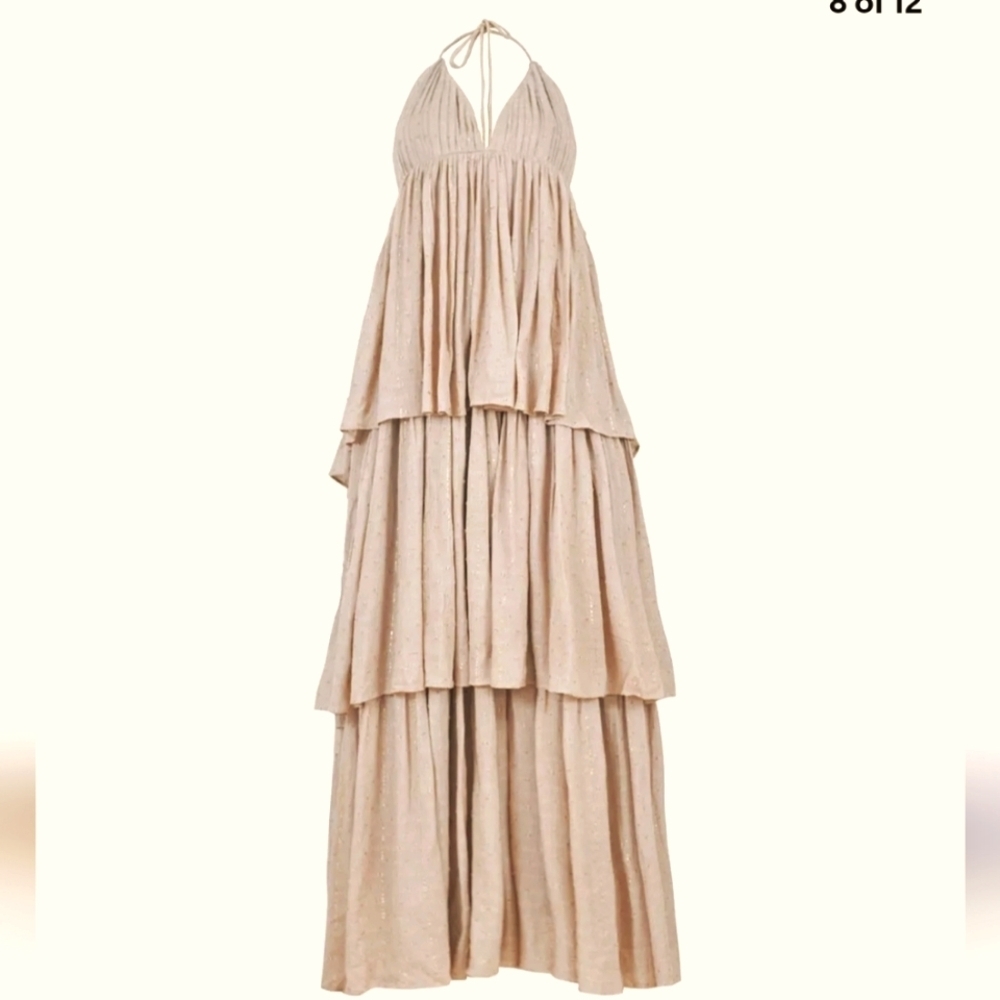 PQ Swim PilyQ Halter Tiered Maxi Beach Cover Up Dress sz XS S - Picture 8 of 14
